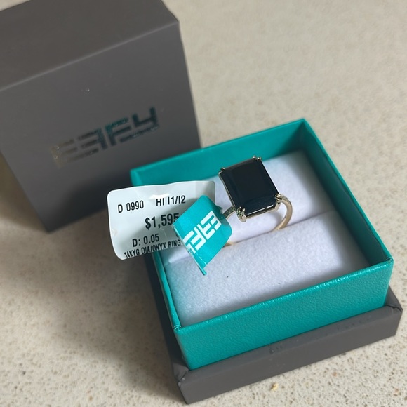 $1,595 New Authentic EFFY 14K Yellow Gold, Onyx & Diamond Ring size 7 - Picture 10 of 17